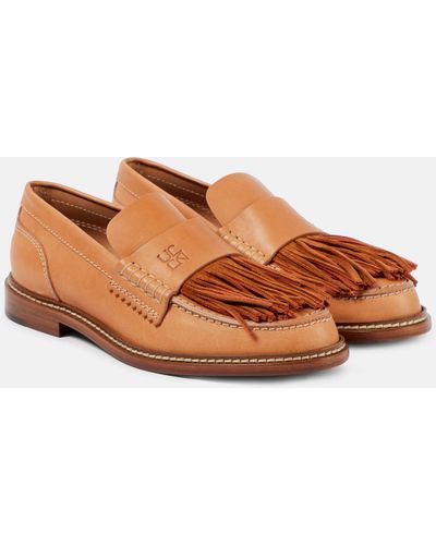 Ulla Johnson Fringed Leather Loafers - Brown