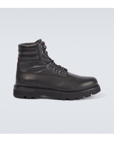 Moncler Peka Leather Lace-up Boots - Black
