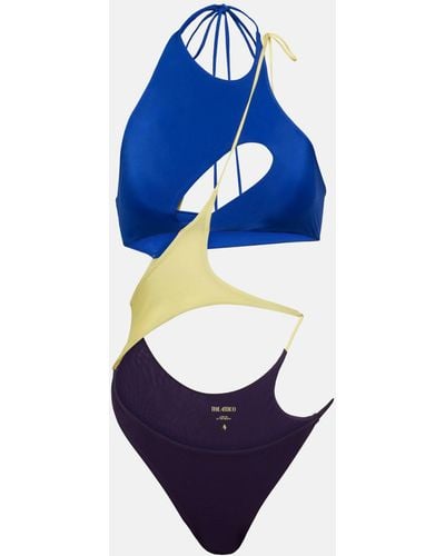 The Attico Colorblocked Cutout Swimsuit - Blue