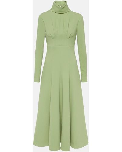 Emilia Wickstead Oakley Pleated Crepe Midi Dress - Green