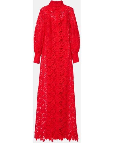 Safiyaa Salma Lace Belted Shirt Dress - Red
