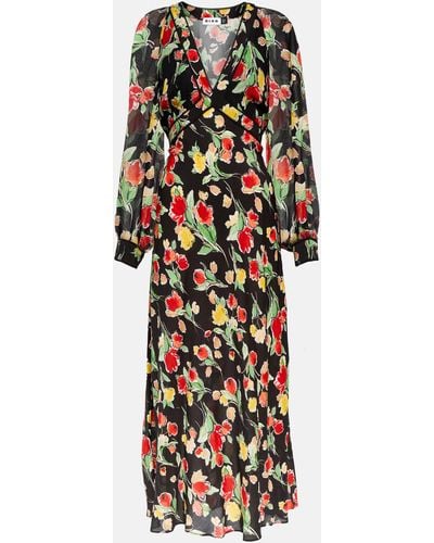 RIXO London Ayla Floral Midi Dress - Multicolour