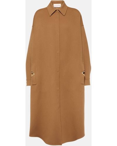 Valentino Vgold Wool And Cashmere Coat - Brown