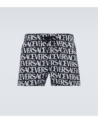 Versace Logo-printed Swim Shorts - White