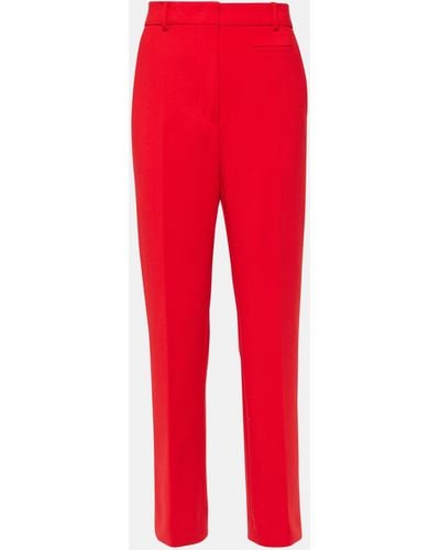 Sportmax Roagna High-rise Wool-blend Straight Pants - Red