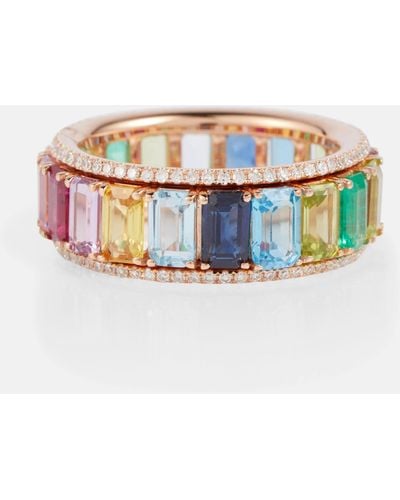 SHAY Rainbow Pave Border Eternity 18kt Gold Ring With Diamonds And Gemstones - White