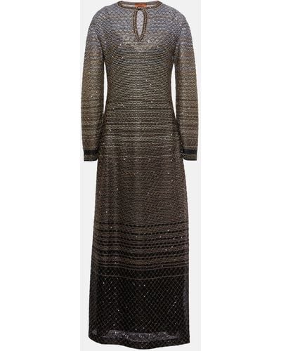Missoni Sequined Striped Maxi Dress - Grey
