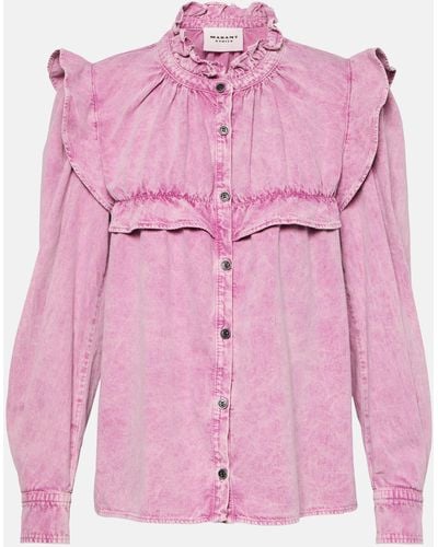 Isabel Marant Idety Ruffled Denim Shirt - Pink