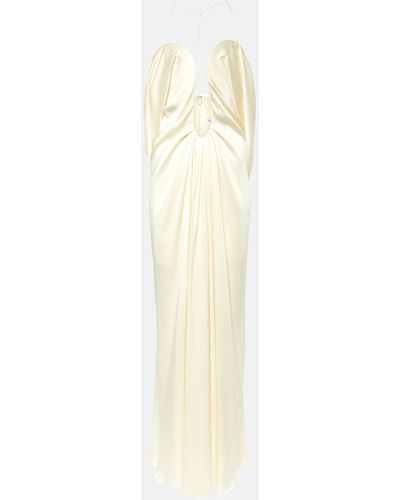 Victoria Beckham Cutout Crepe Satin Gown - White