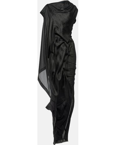 Rick Owens Caped Cotton Maxi Dress - Black
