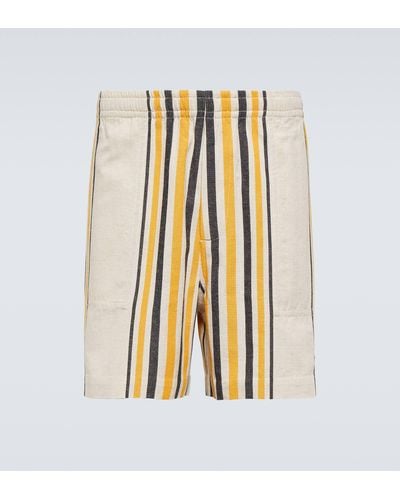Bode Namesake Striped Cotton Shorts - Metallic
