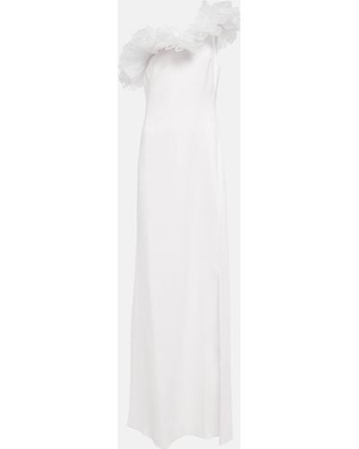 Giambattista Valli Tulle-trimmed Asymmetric Gown - White