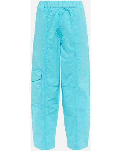 Ganni Cotton-blend Pants - Blue