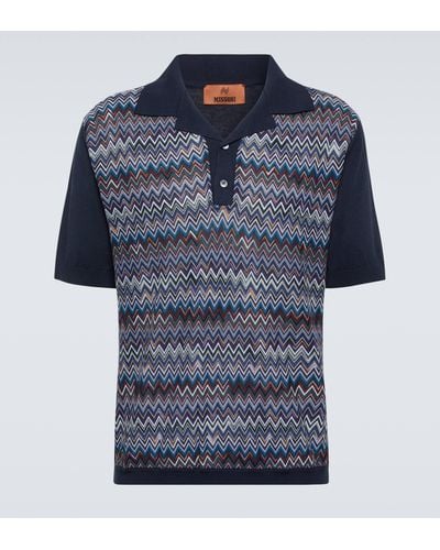 Missoni Zig Zag Cotton-blend Polo Shirt - Blue