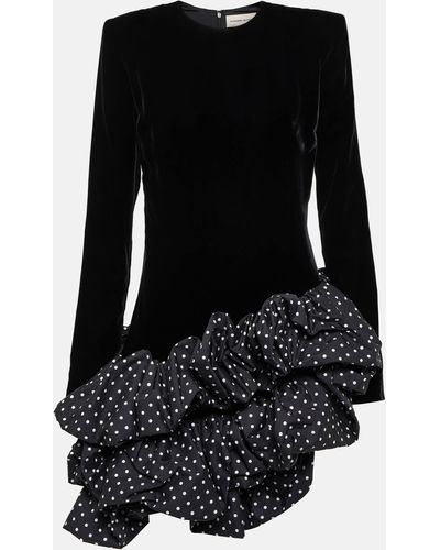Alexandre Vauthier Ruffled Velvet Minidress - Black
