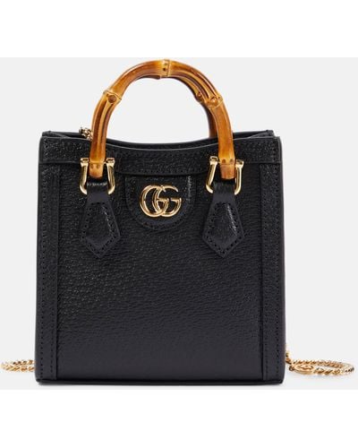 Gucci Diana Micro Leather Tote Bag - Black