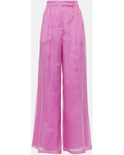 Max Mara Calibri Silk Organza Wide-leg Pants - Pink