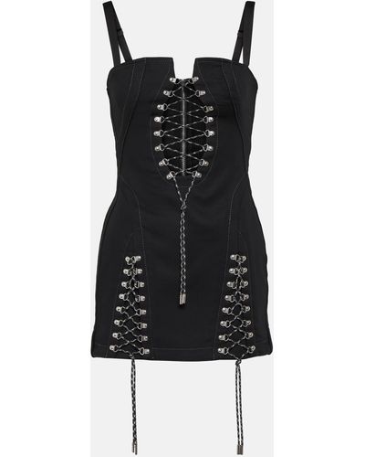 Dion Lee Lace-up Cotton Twill Minidress - Black