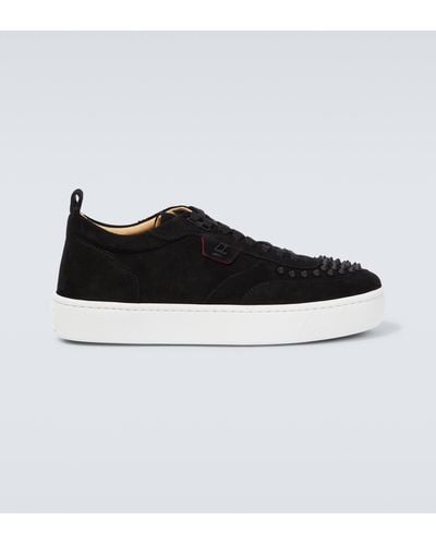 Christian Louboutin Happyrui Spikes Flat Veau Velour Sneakers - Black
