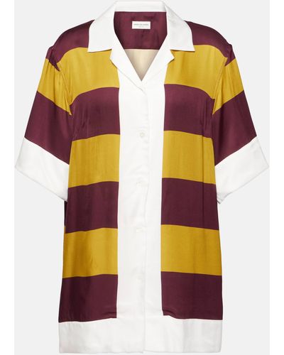 Dries Van Noten Striped Satin Shirt - Multicolour