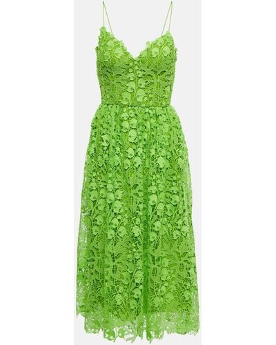 Monique Lhuillier Lace Midi Dress - Green