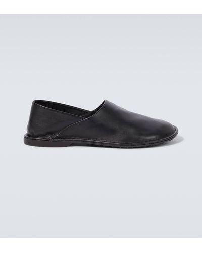Loewe Folio Leather Loafers - Black