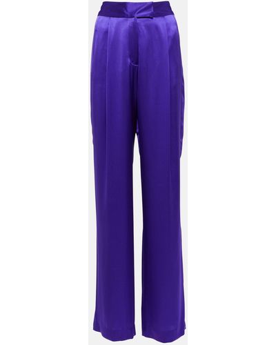 The Sei High-rise Wide-leg Silk Satin Pants - Purple