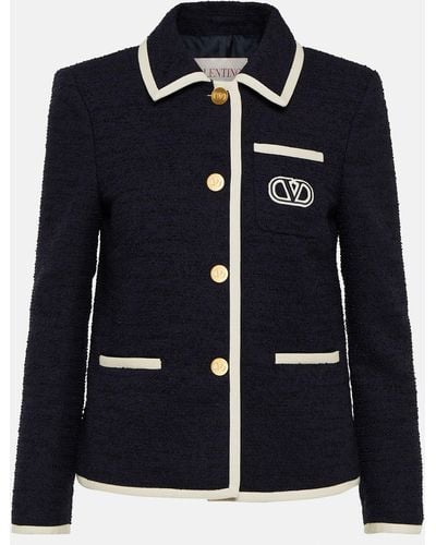 Valentino Vlogo Signature Tweed Jacket - Blue