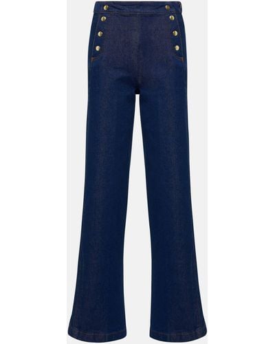 FRAME Sailor Snap Wide-leg High-rise Jeans - Blue