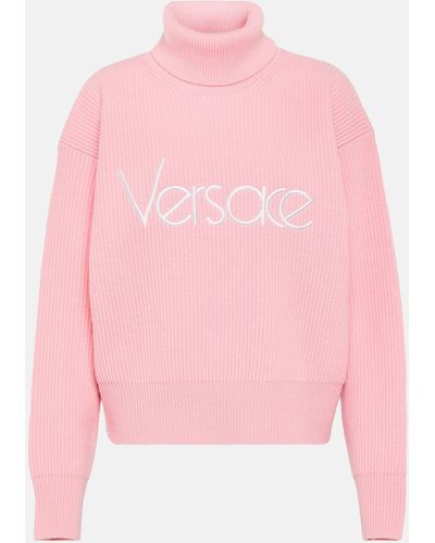 Versace Logo Turtleneck Sweater - Pink