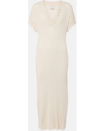 Varley Aria Ribbed-knit Cotton Jersey Midi Dress - White