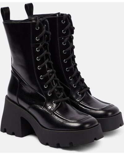 NODALETO Bulla Candy Leather Combat Boots - Black