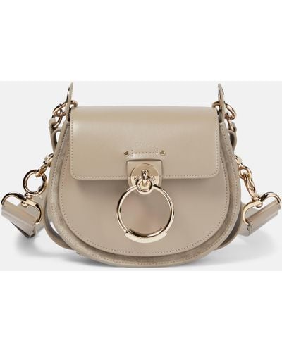 Chloé Tess Small Leather & Suede Shoulder Bag - Natural