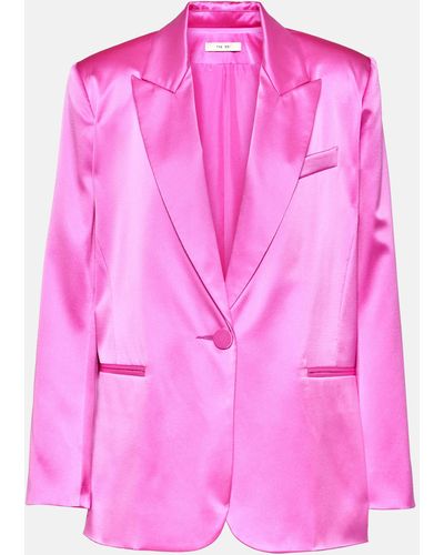 The Sei Oversized Silk Charmeuse Blazer - Pink