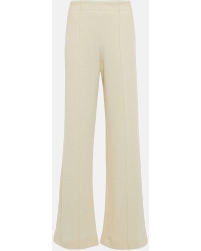 Chloé High-rise Wide-leg Wool Pants - Natural