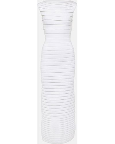 Alaïa Pleated Midi Dress - White