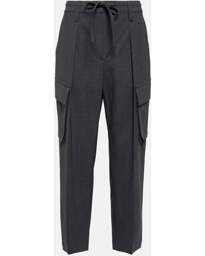 Brunello Cucinelli Mid-rise Tapered Wool-blend Pants - Grey