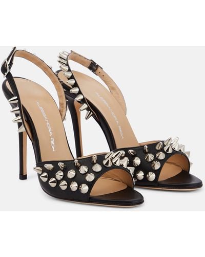 Alessandra Rich Embellished Leather Sandals - Metallic