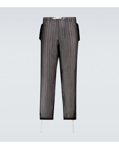 Maison Margiela Striped Drawstring Pants - Grey
