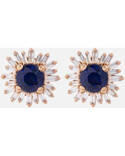 Suzanne Kalan 18kt Rose Gold Earrings With Sapphires And Diamonds - Blue