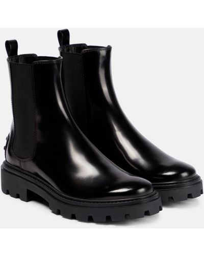Tod's Gomma Pesante Glossed-leather Chelsea Boots - Black