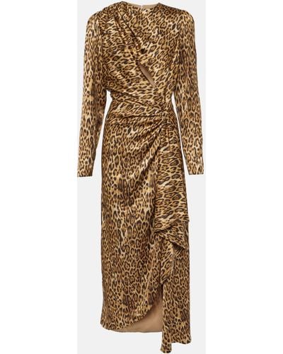 Costarellos Lala Leopard-print Satin Midi Dress - Natural