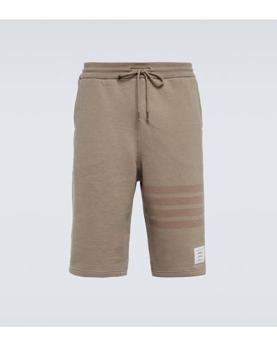Thom Browne 4-bar Cotton Shorts - Natural