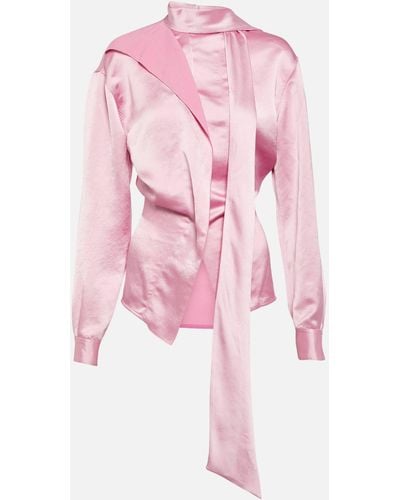 Victoria Beckham Asymmetric Satin Blouse - Pink