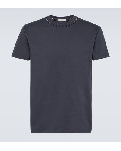 Valentino Rockstud Cotton Jersey T-shirt - Blue