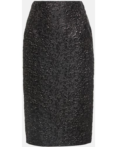 Versace Metallic Jacquard Pencil Skirt - Black