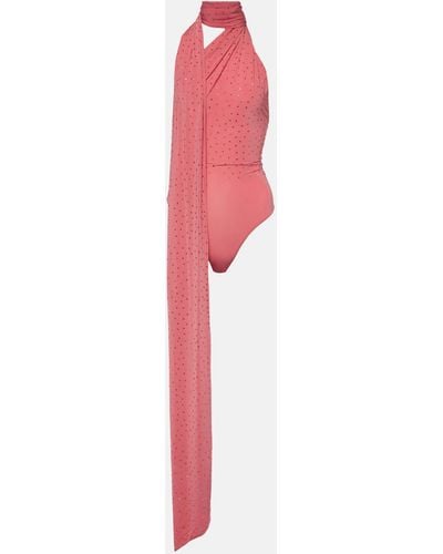 Alex Perry Crystal-embellished Jersey Bodysuit - Pink