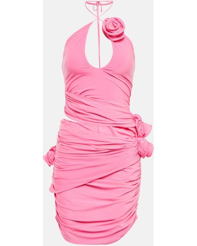 Magda Butrym Flower-appliqué Cut-out Minidress - Pink