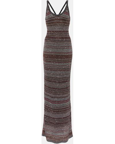 Missoni Striped Sequined Maxi Dress - Brown
