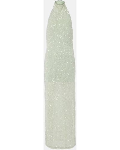 ROTATE BIRGER CHRISTENSEN Sequined Halterneck Gown - White